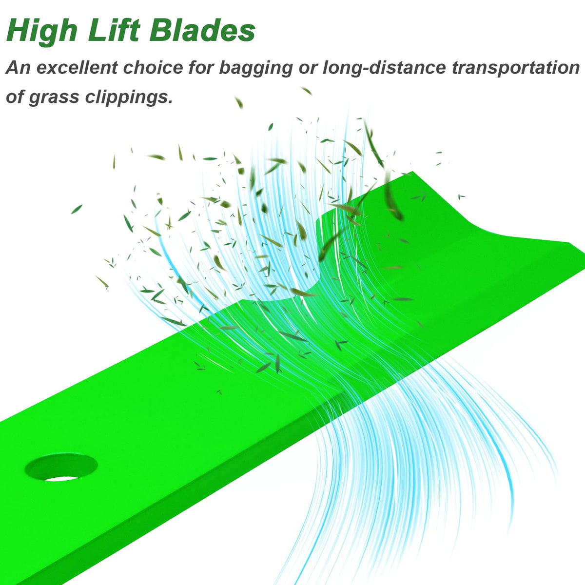 JYLEYJ high-lift blade design delivers upright grass during cutting.