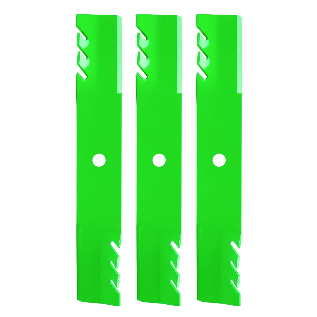 JYLEYJ mulching blade 3-pack, side view, engineered for smooth yard mulching