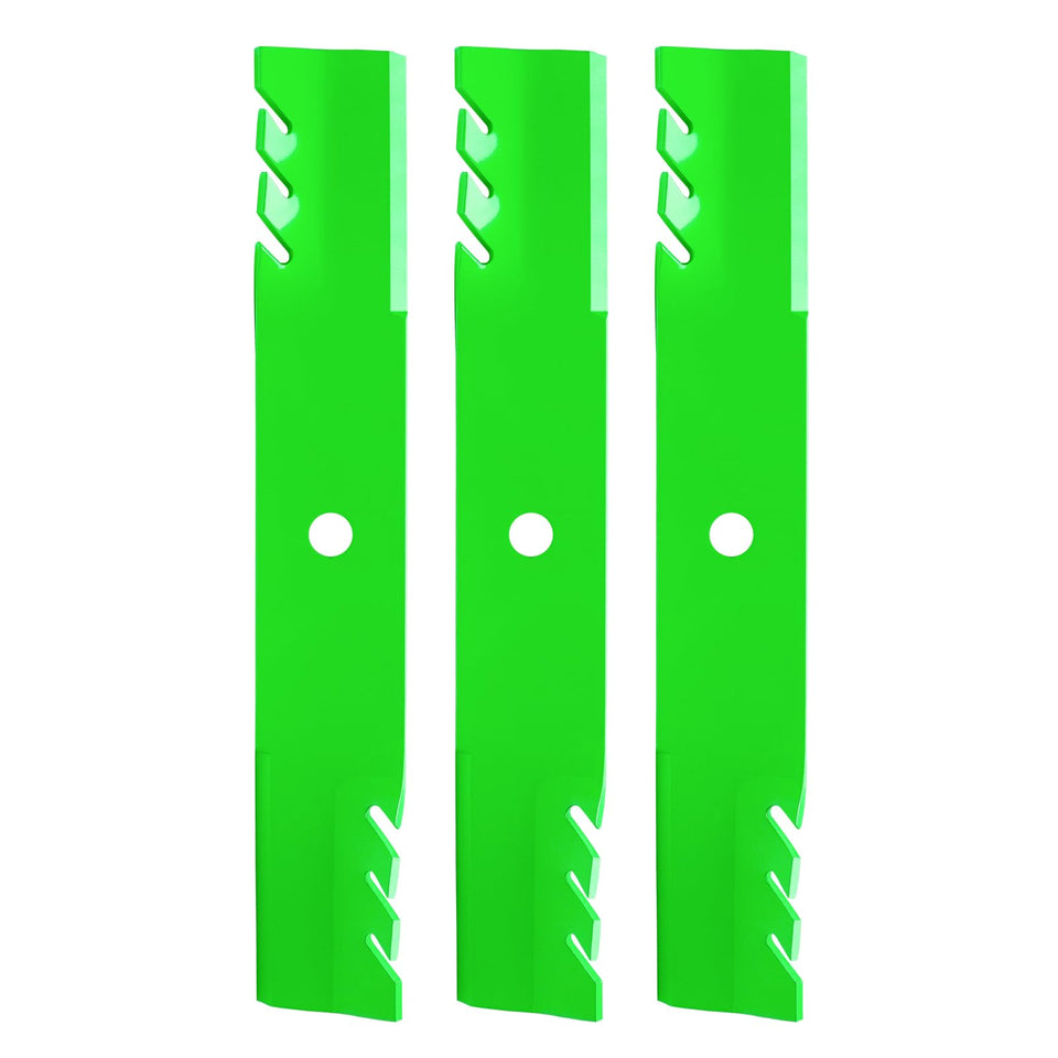 JYLEYJ mulching blade 3-pack, side view, engineered for smooth yard mulching