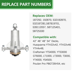 JYLEYJ spindle assembly for Craftsman YT4000 and YS4500 decks enhances blade stability