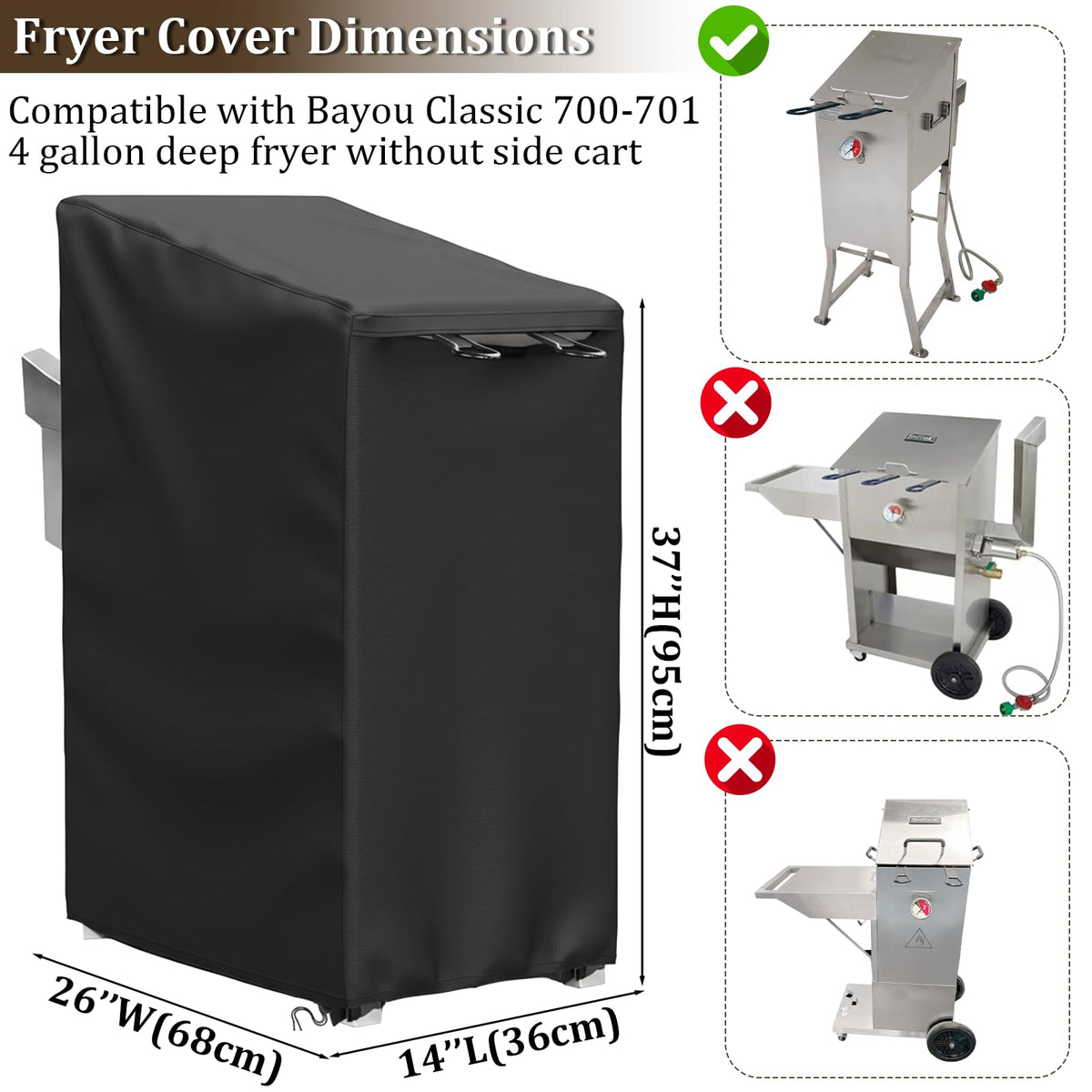 JYLBHYZI fryer cover side view shields the fryer from wind and dust during storage