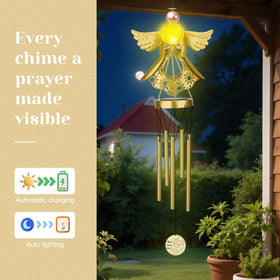 Solar-powered light charges by day and glows automatically after dark.