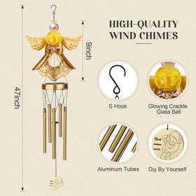 JYPS Angel Solar Wind Chime glows softly at night for warm porch ambiance.
