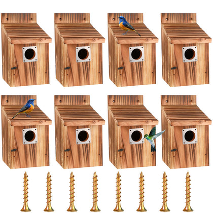 JZTKQTM 8-piece outdoor bird house set with metal guards for safe bird nesting