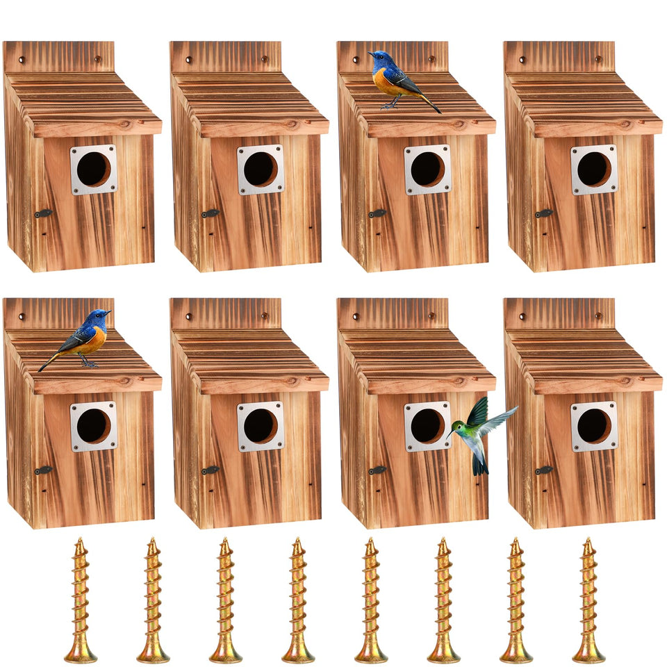 JZTKQTM 8-piece outdoor bird house set with metal guards for safe bird nesting