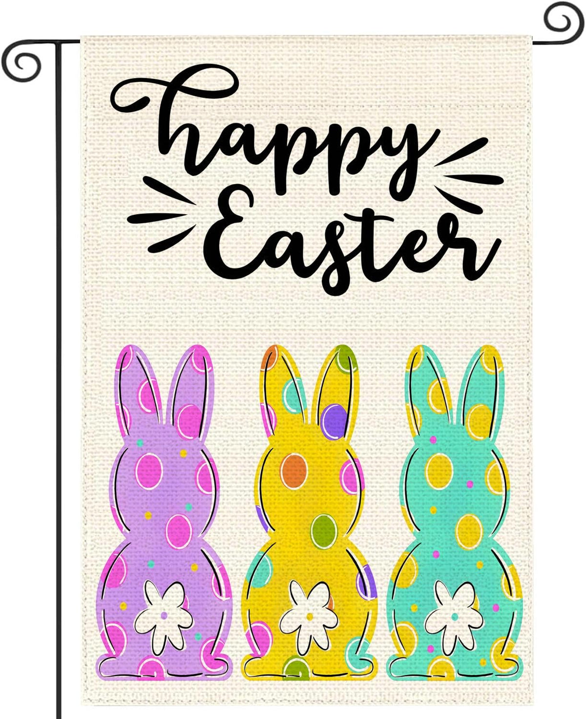 JZWEIXIA Easter garden flag double-sided bunny eggs design, ideal for year-round yard display.