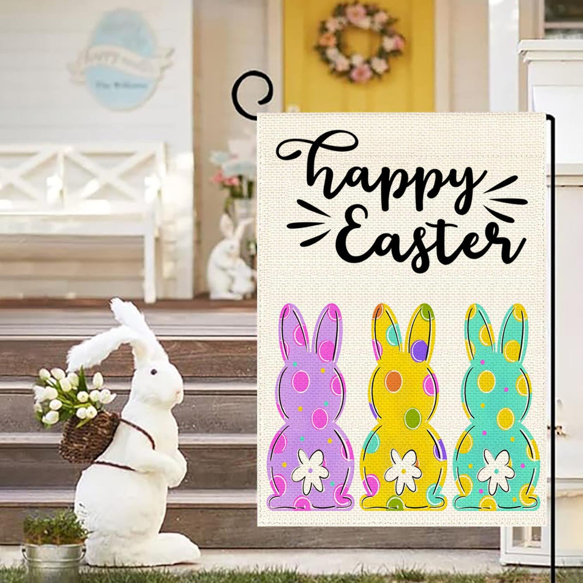 JZWEIXIA Easter garden flag machine-washable for simple maintenance.