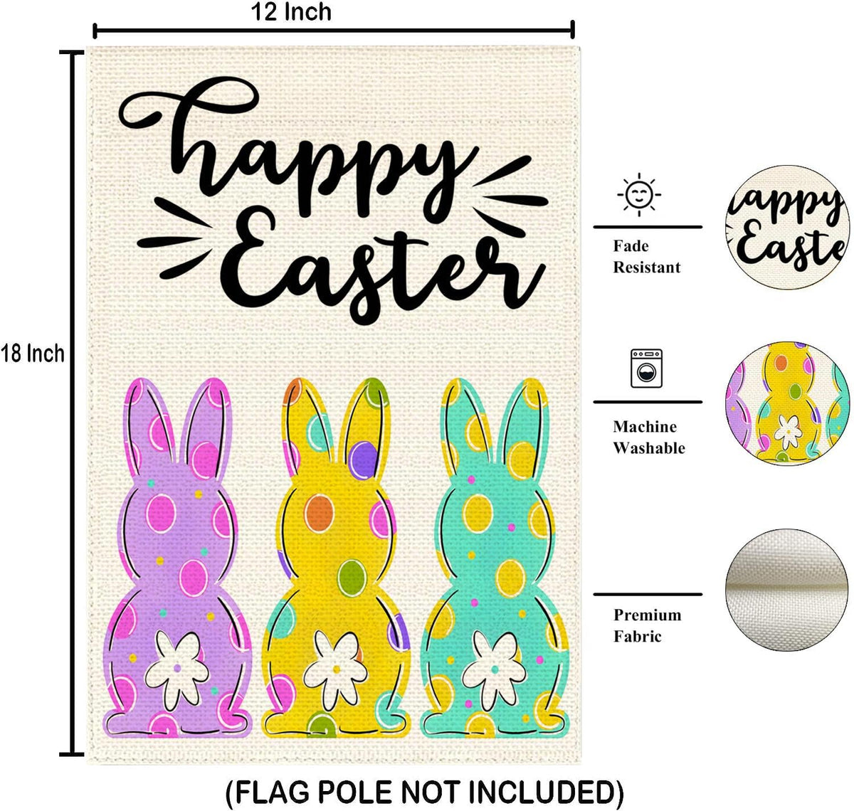 JZWEIXIA Easter garden flag UV fade-resistant colors keep vibrancy.