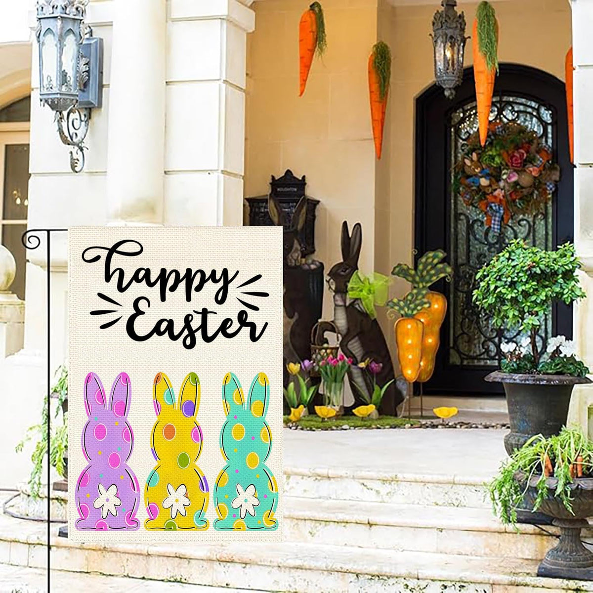 JZWEIXIA Easter garden flag weather-resistant polyester for all-season outdoor use.