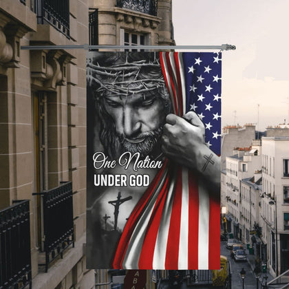 JZYIZYU Auoltior Christian American Flag 3x5 front view for yard display.