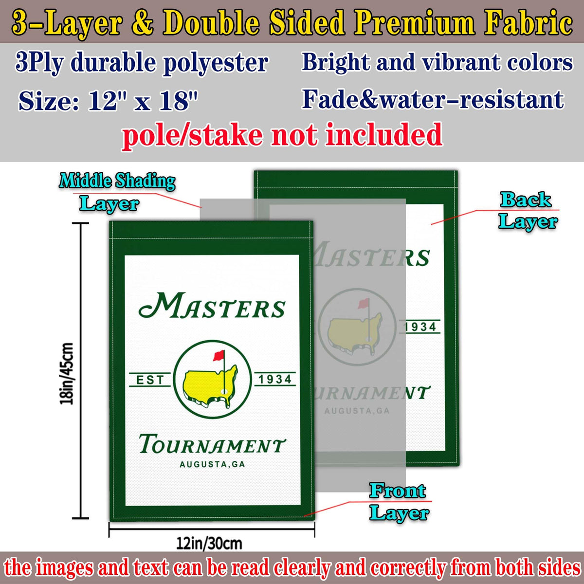 Masters-themed flag by JZYIZYU suits decks, patios, lawns, and campsites.