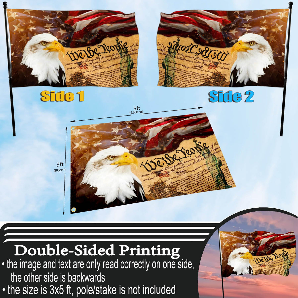JZYIZYU patriotic flag in yard decor boosts curb appeal and spirit.