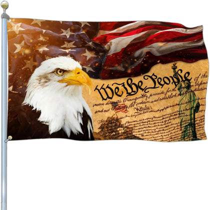 JZYIZYU We The People 1776 flag with eagle for outdoor yard display.