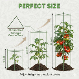 K-Brands Tomato Cage height and width are easily adjustable as plants grow.