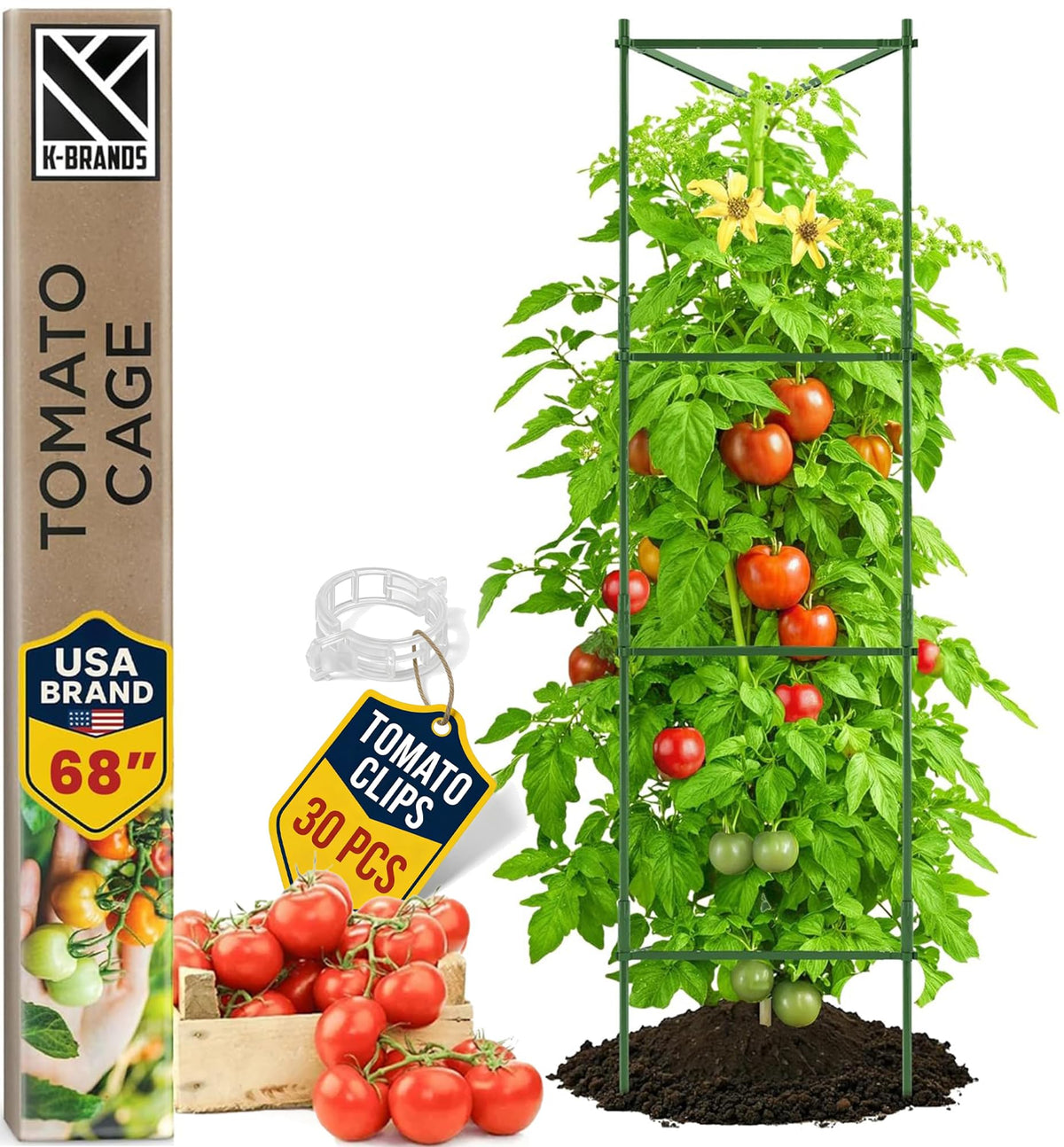 K-Brands tomato cage provides sturdy stakes for tall tomato plants