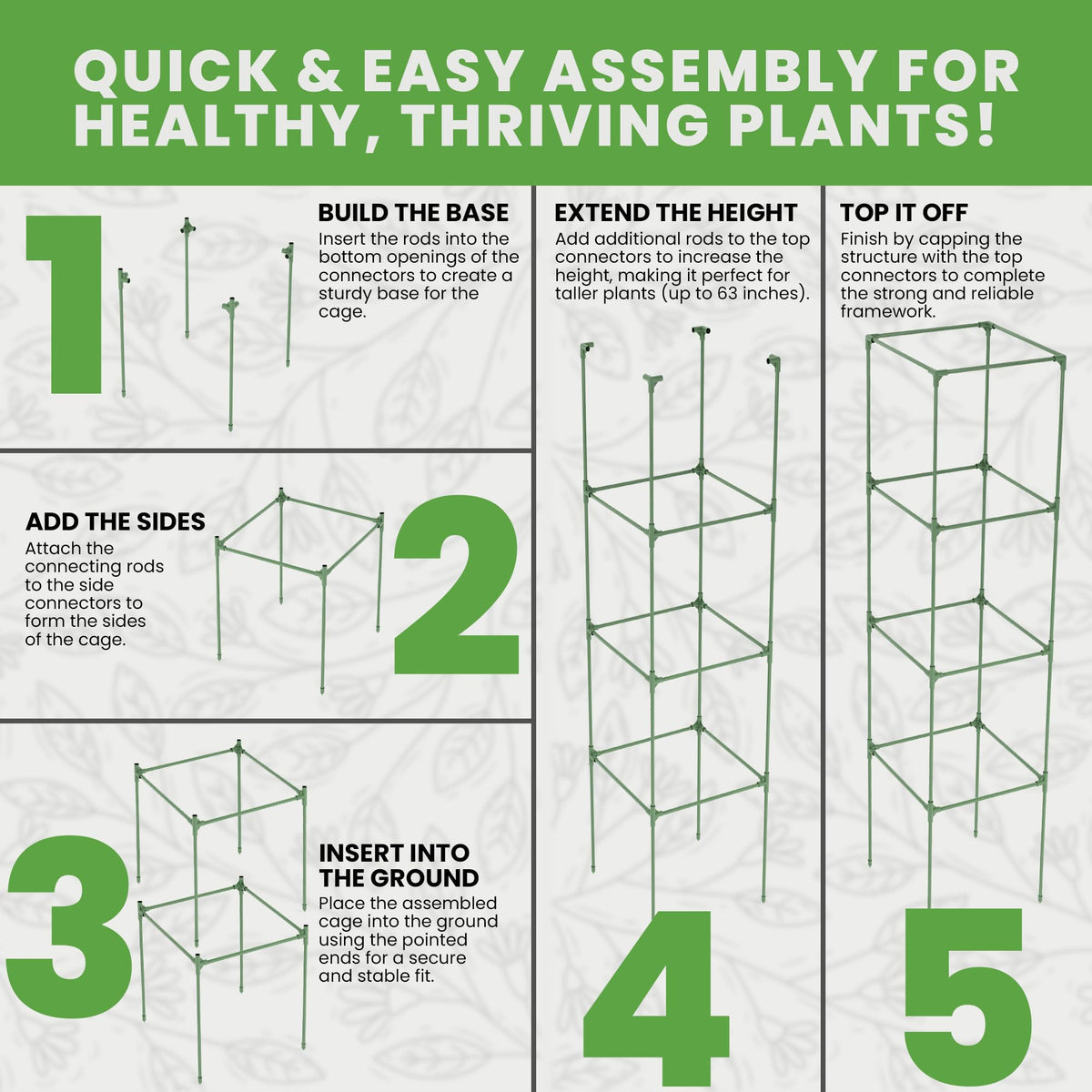 K-Brands Tomato Cage Square 58in durable plastic coating protects stems