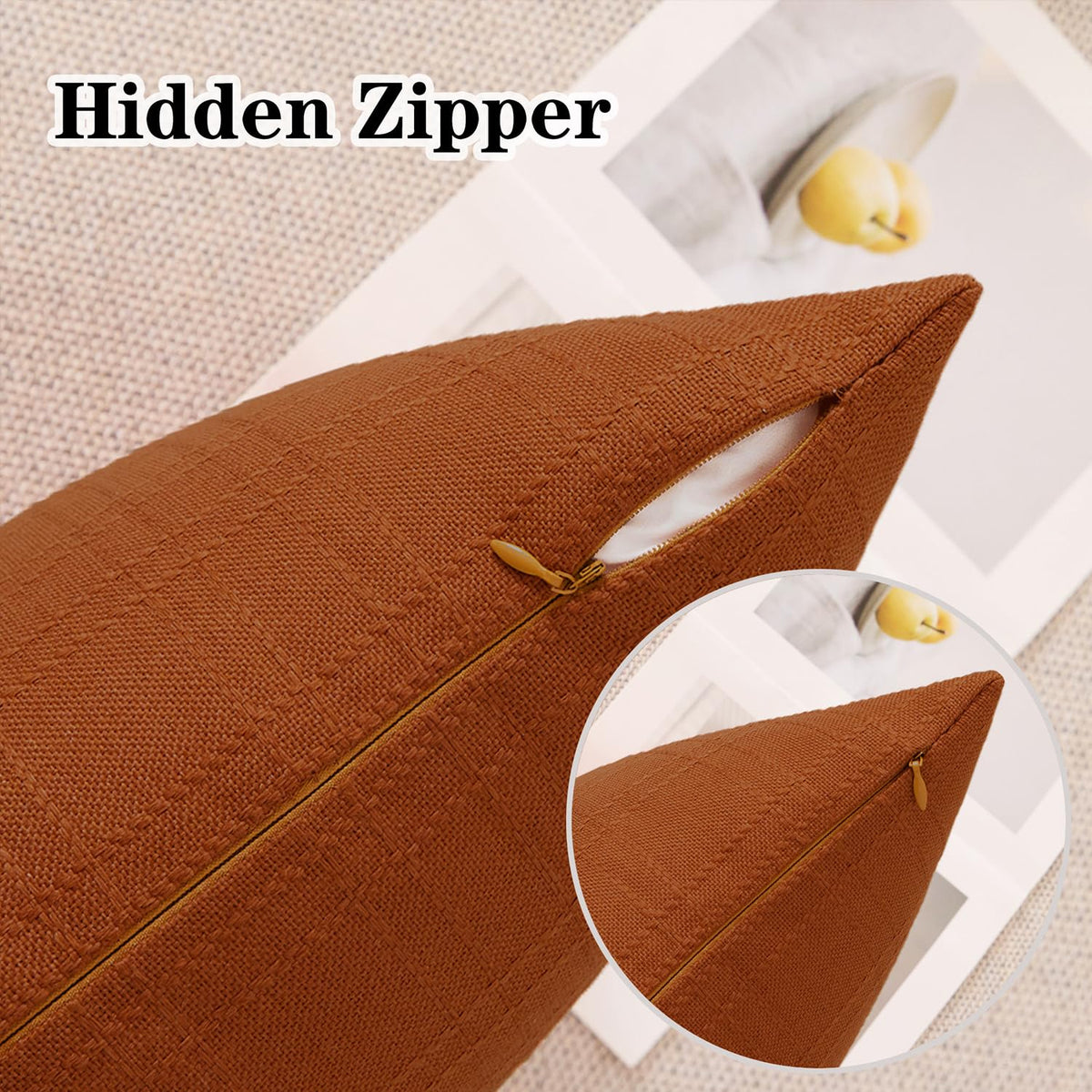Kevin Textile hidden zipper design for smooth insert and clean look.