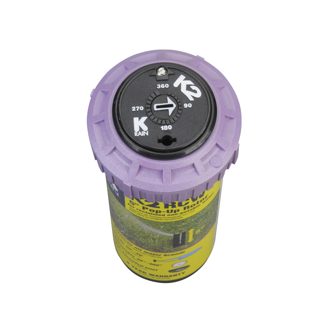 K-Rain K2 RCW arc nozzle 40-360 degree range for versatile irrigation.