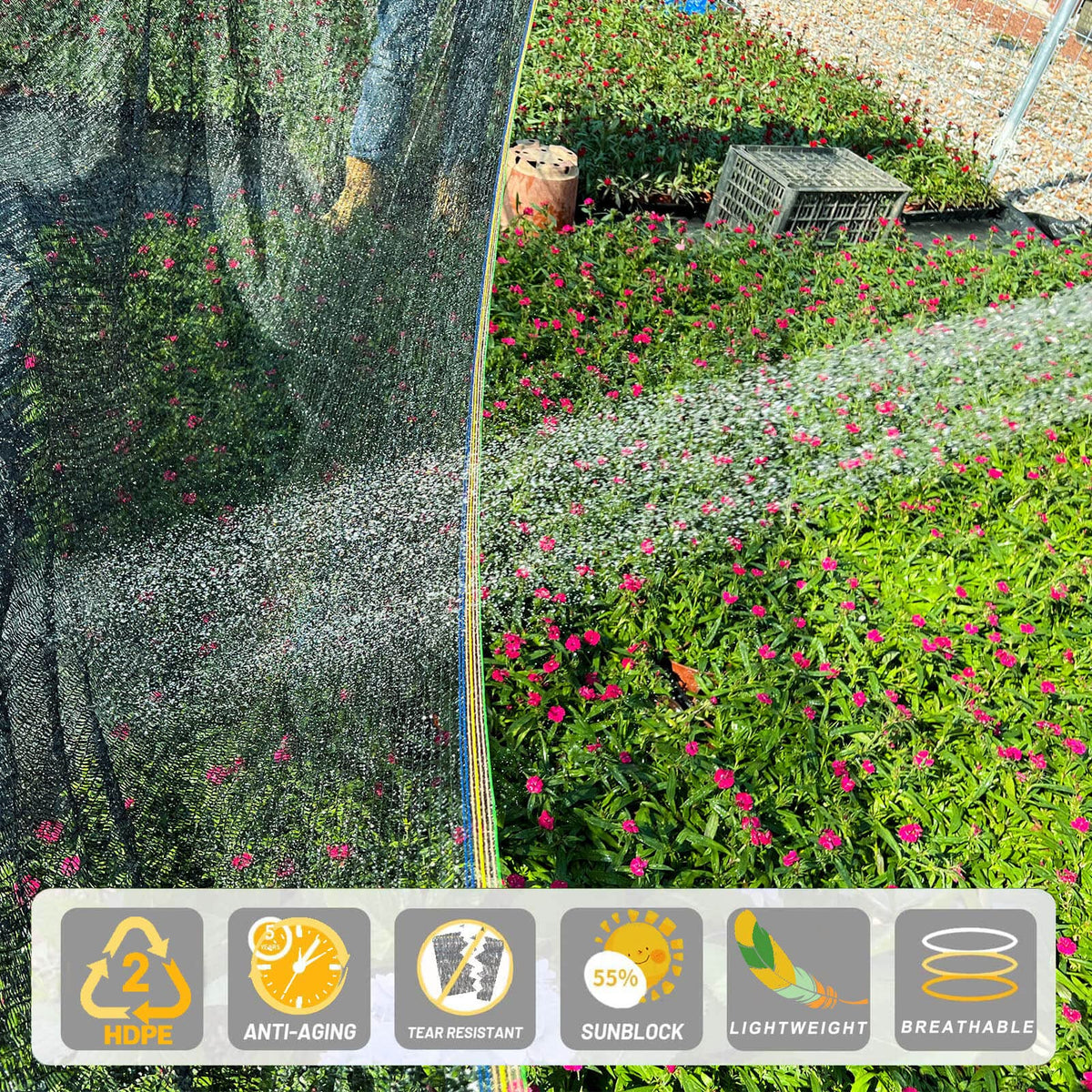 kaaogity garden shade cloth setup over plants lowers light intensity while maintaining sun exposure