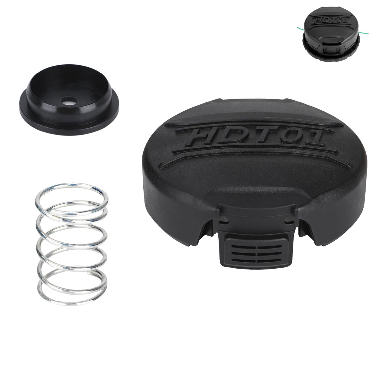 Kaberalty DWO1DT995 cap close-up, durable ABS protects the trimmer head.