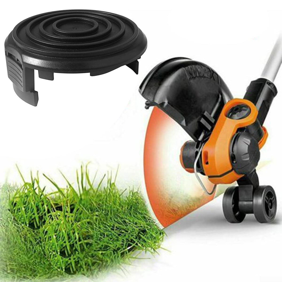 Kaberalty weed eater spool cap cover assembly shows compact replacement part for Worx heads.