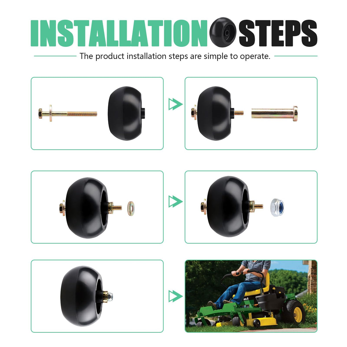 Kabing mower deck wheel kit compatible with Kubota BX series