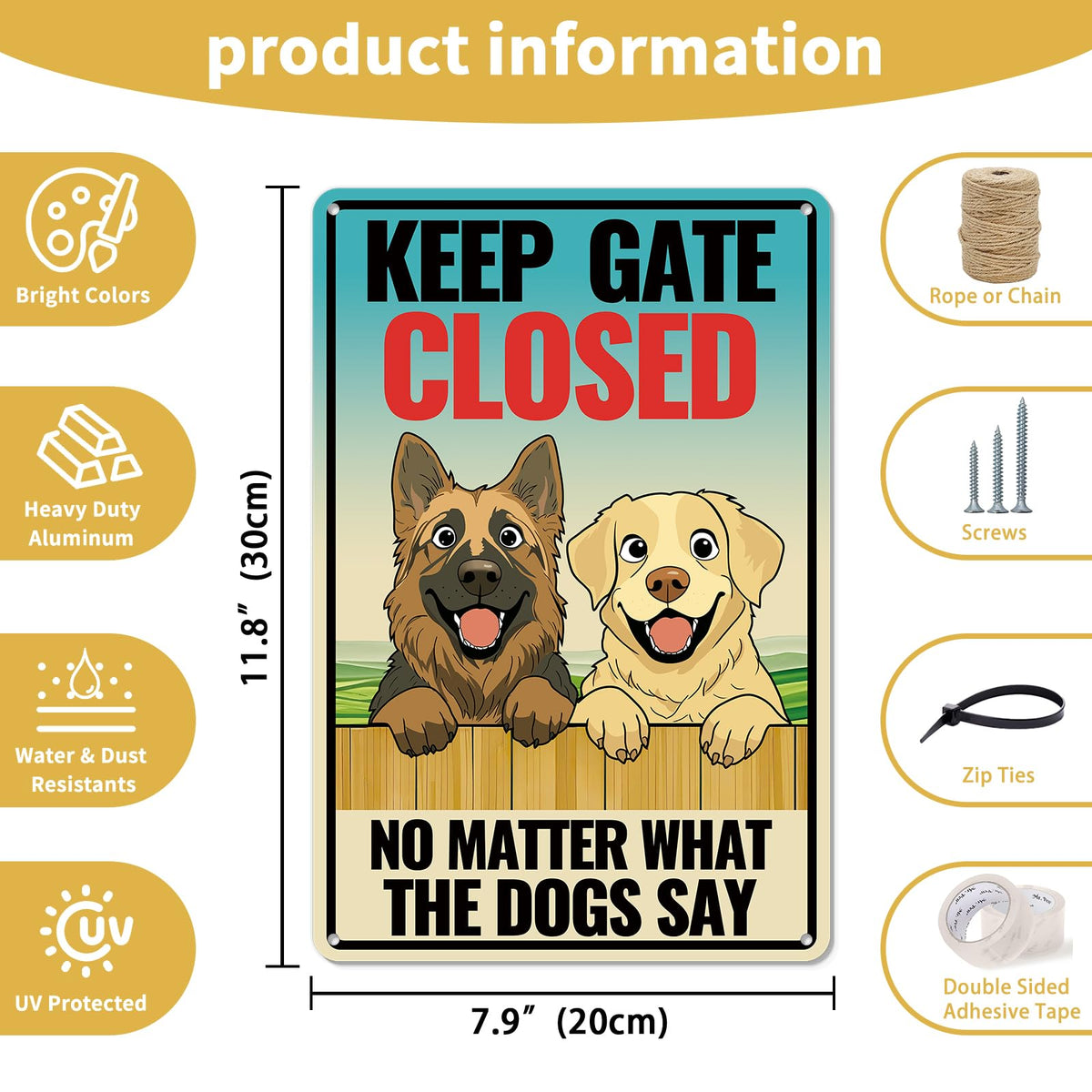 Kadezia sign with bold text and dog art for outdoor spaces.