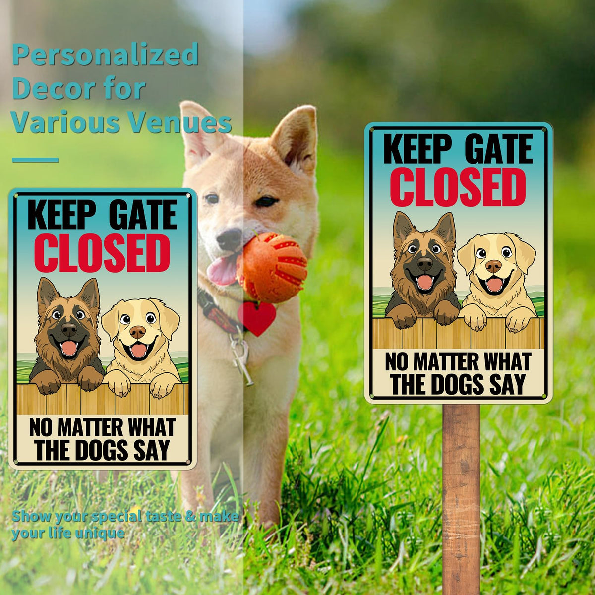 Kadezia outdoor decor blends warning with whimsy for yards.