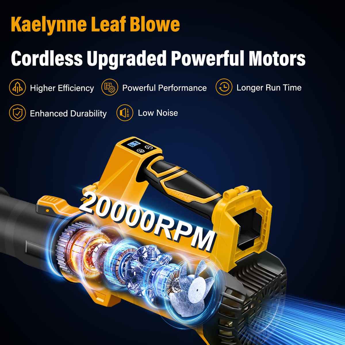 Kaelynne 540 CFM and 170 MPH power for fast debris clearing.