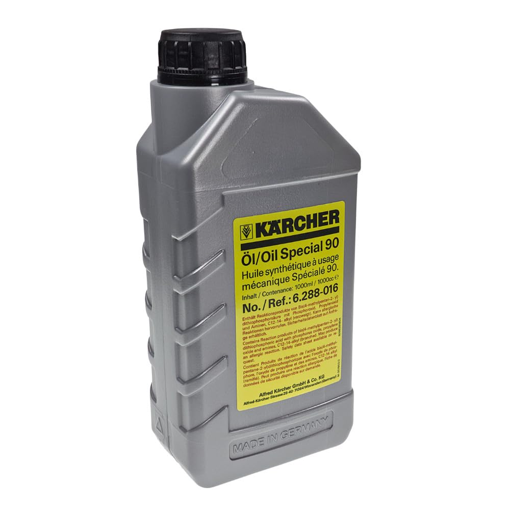 Kärcher pump oil bottle front view showing 1 liter packaging for easy maintenance