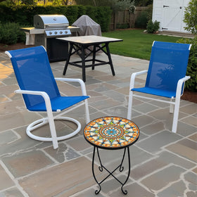 Kaesithar metal table with anti-rust coating withstands outdoor weather.