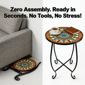Kaesithar outdoor patio setup shows two tables beside seating for easy entertaining.