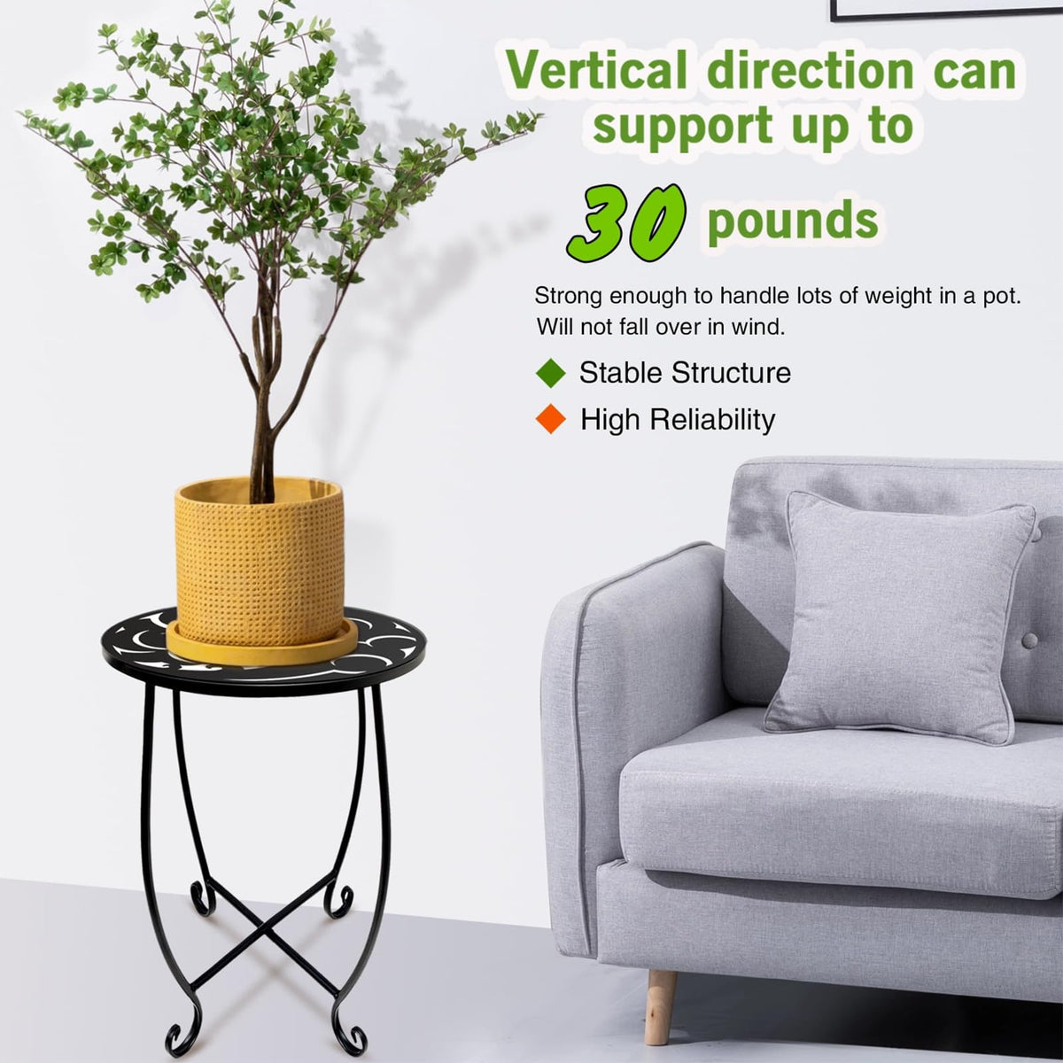 Kaesithar outdoor patio setup shows versatile placement beside a sofa or in a sunny corner