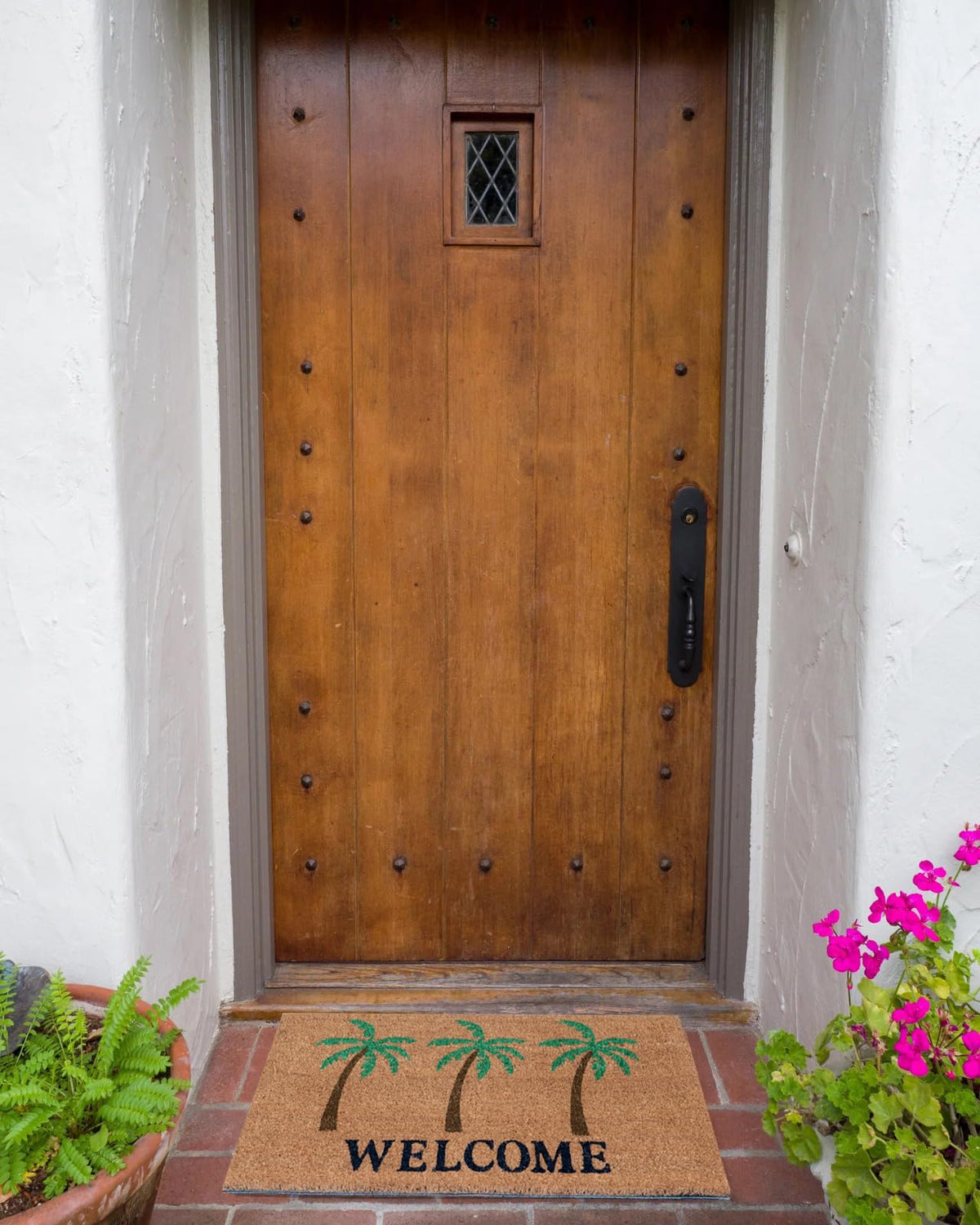 KAF Home durable non-slip back doormat demonstrates safe placement in entryways and patios.