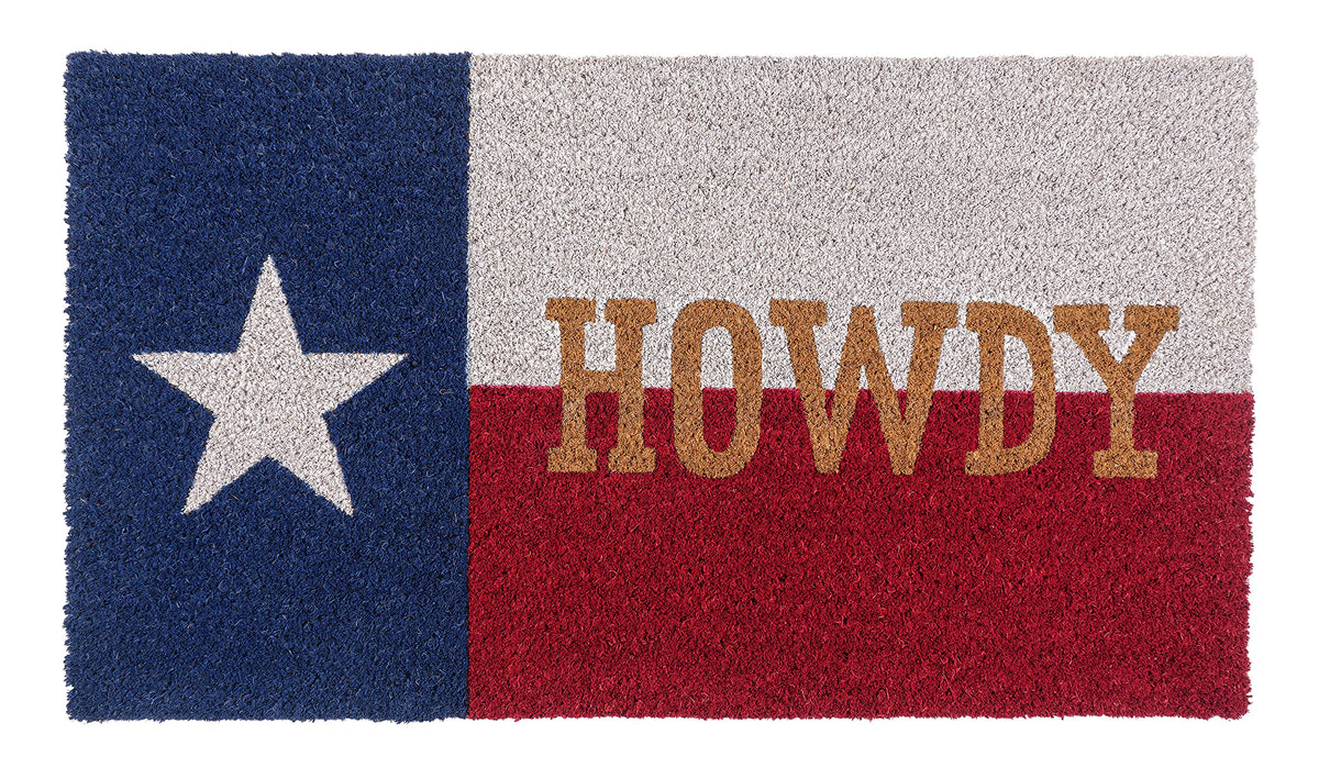 KAF Home Howdy Texas coir doormat, front view, durable for indoor and outdoor use.
