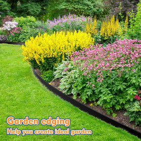Kafuzi border trimmed to fit curved garden bed with flexible edge