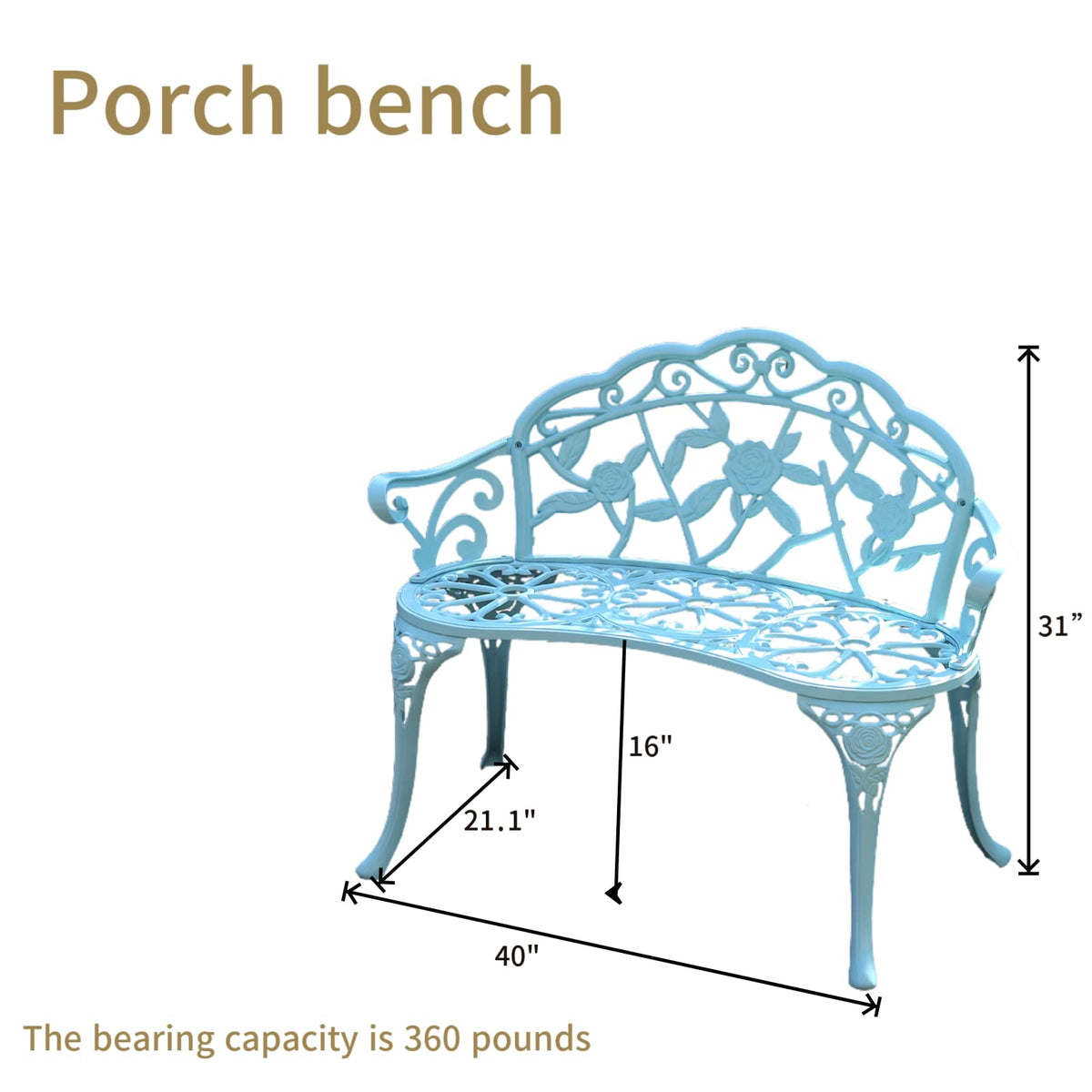 KAILI aluminum garden bench highlights durability and rust resistance.
