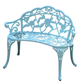 KAILI garden bench with rose carvings, elegant outdoor seating.