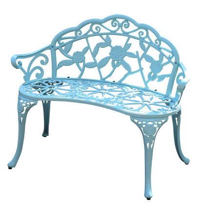 KAILI garden bench with rose carvings, elegant outdoor seating.