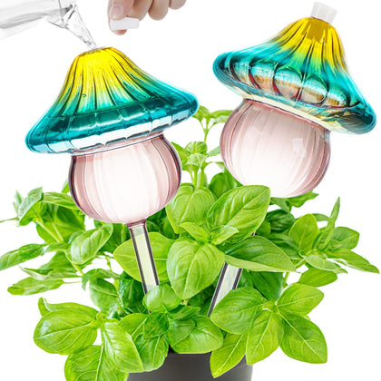 Kaimfdg 11oz large watering globe with mushroom gradient for effortless plant hydration.