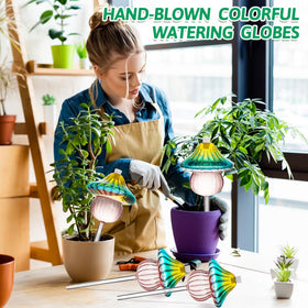 Kaimfdg self watering globes ease vacation plant care with adjustable flow.