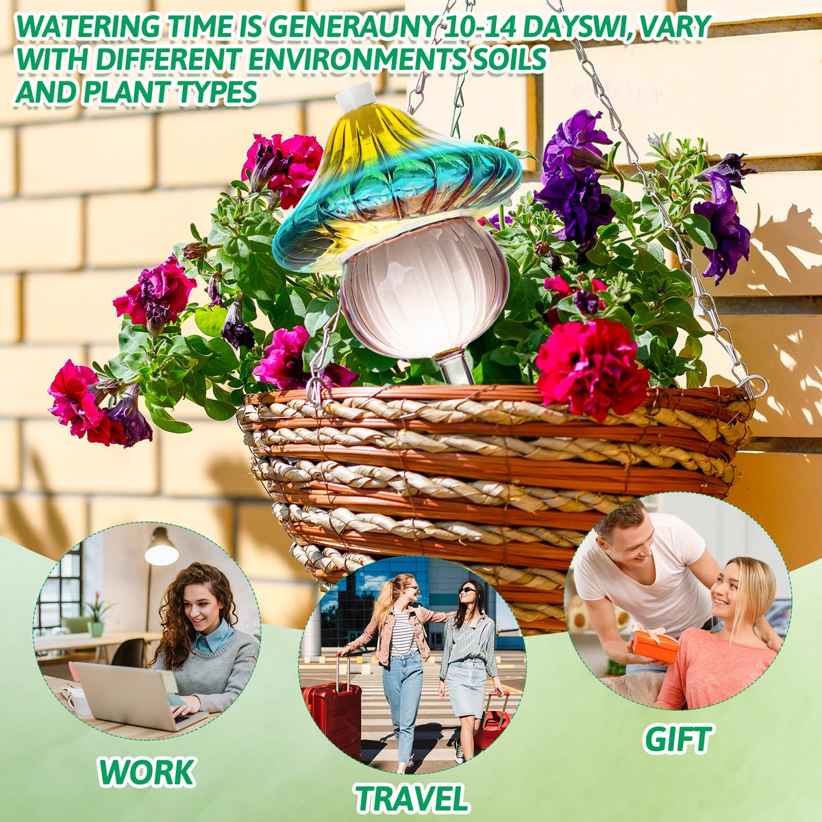 Kaimfdg travel-friendly watering globe with a wide opening for quick fills.