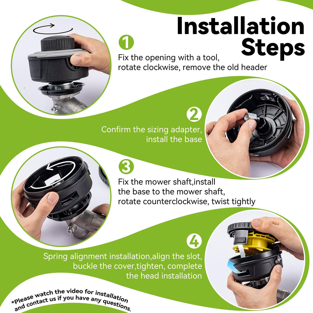 Compatibility list covers Echo, Stihl, Ryobi, Dewalt, and more.