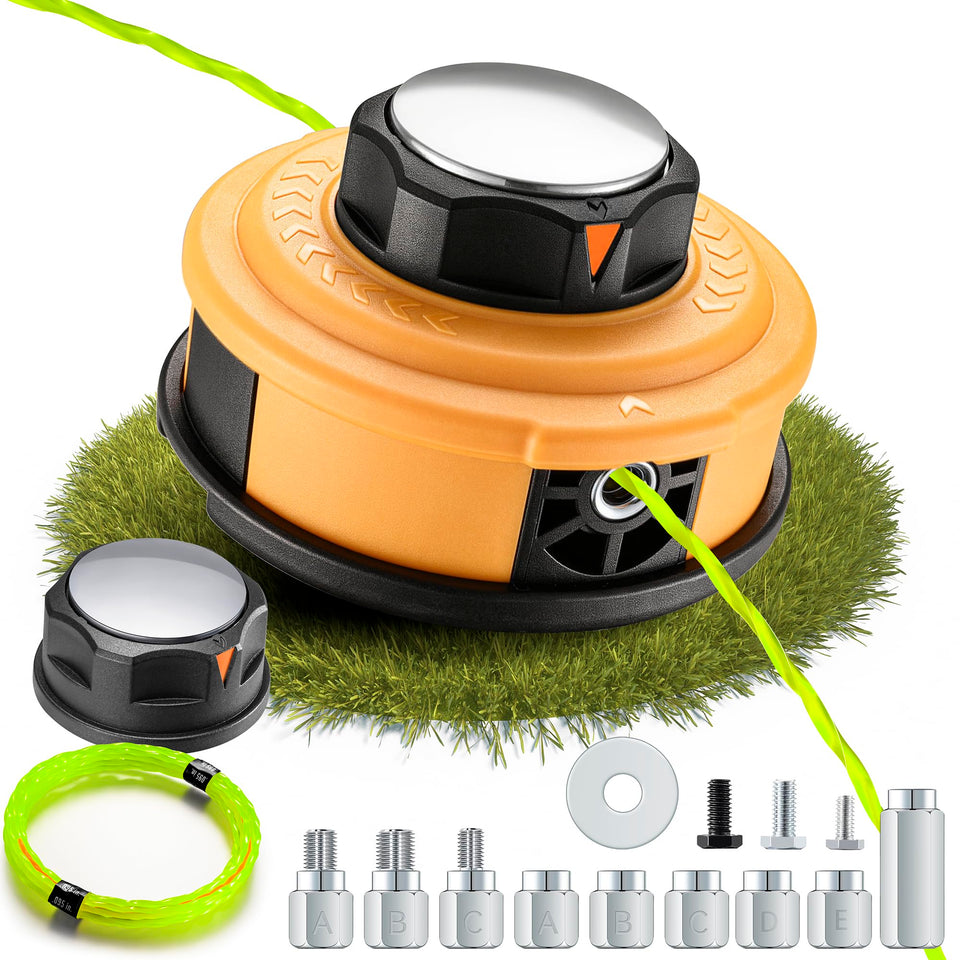 KAITAI upgraded weed eater head with steel knob for durable line feeding.