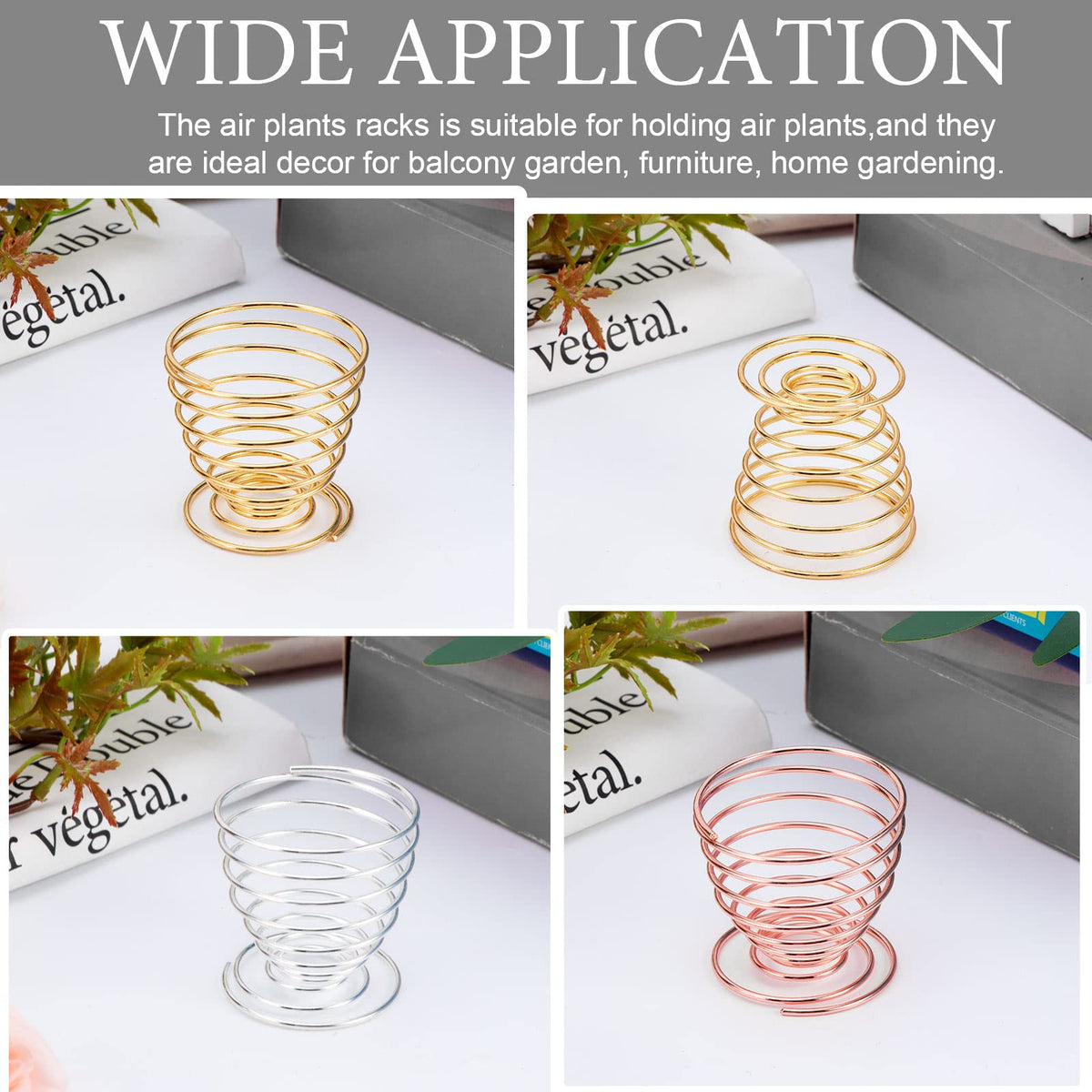 Kakalote spring air plant holder in gold bright tabletop accent