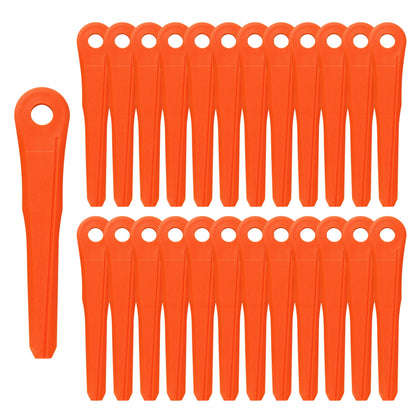 KAKAPEOPLE plastic blades for Stihl PolyCut 6-2 close-up showing durable orange blades for lawn trimming