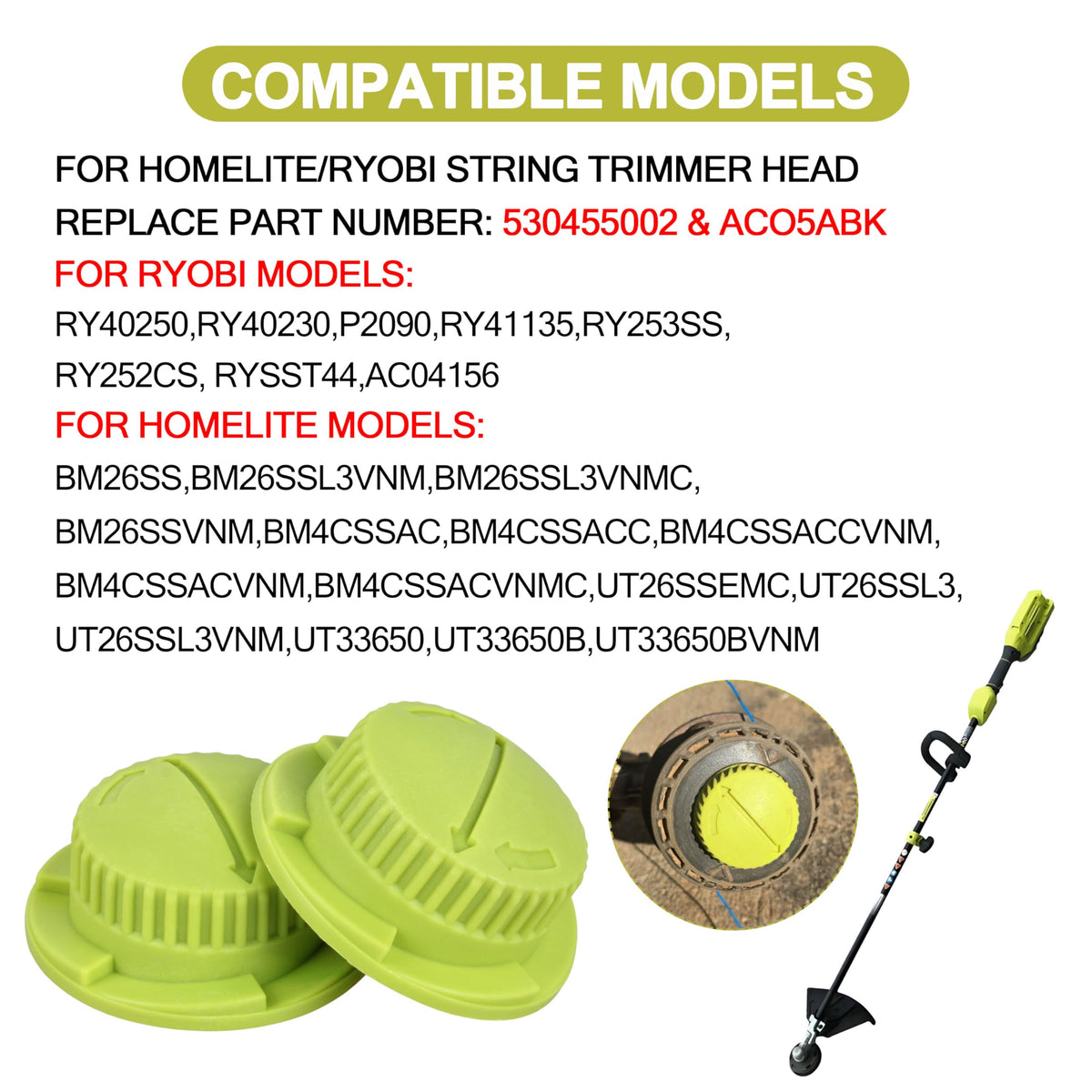 KAKAPEOPLE Ryobi-compatible head keeps trimming smooth during yard work