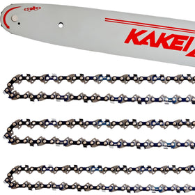 KAKEI 18-inch bar and chain combo shown for versatile wood cutting.