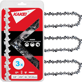 KAKEI 18-inch chain for versatile cutting with 3/8 inch pitch.