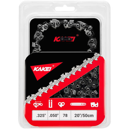 KAKEI 20-inch chain with 325 pitch and 0.050 gauge, 78 links for compatible saws